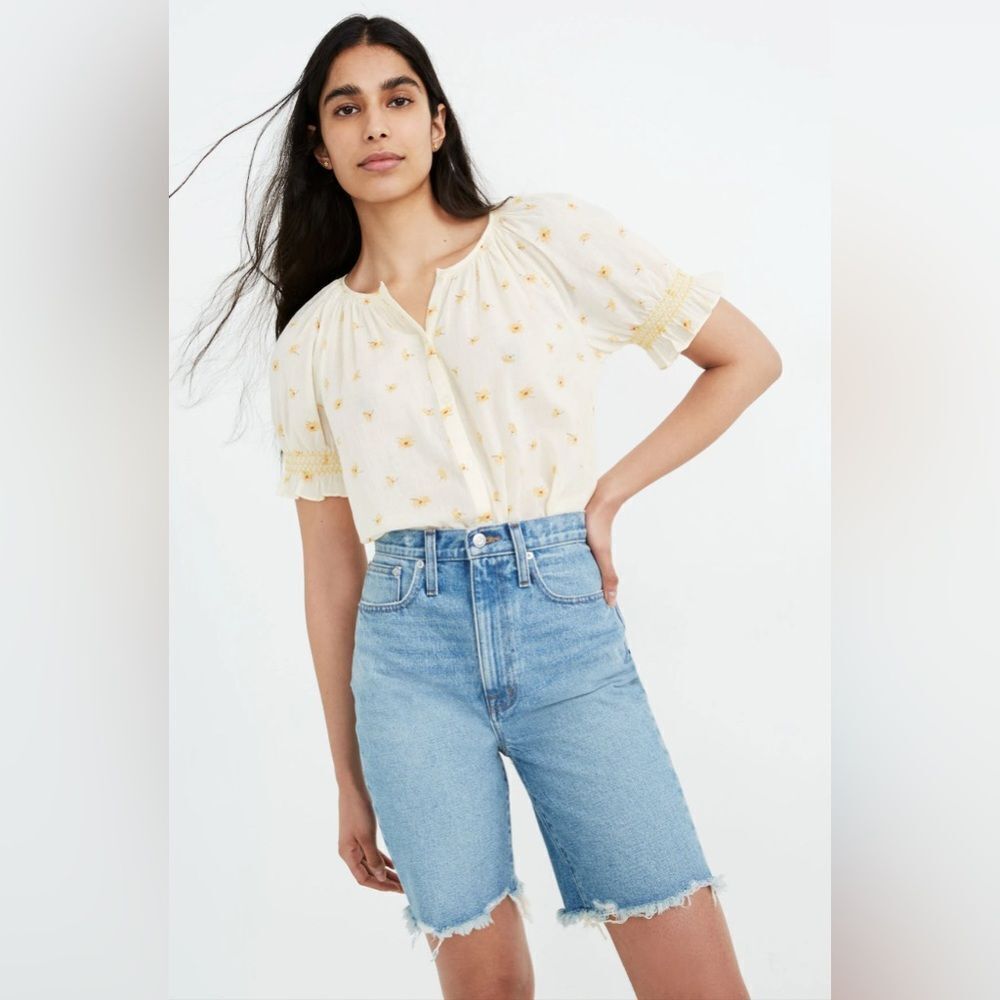 Madewell High Rise Denim Shorts Hendrick Bermuda Wash Sz 25